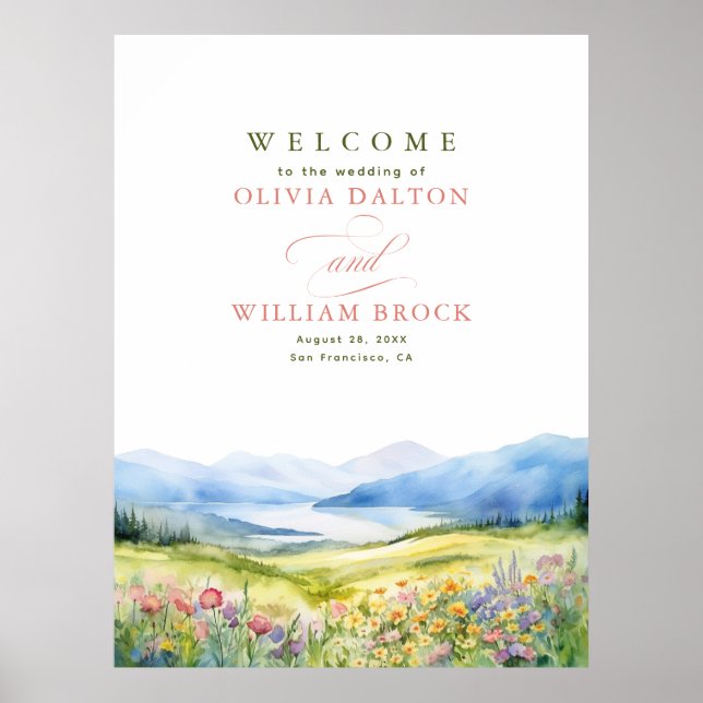 Välkomsttecken för Wildblommor Meadow och Meadow B Poster (Framsidan)