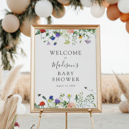 Välkomsttecken för Wildblommor och Bee Poster