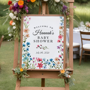 Välkomsttecken för Wildblomsterbabyskor Poster