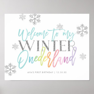 Välkomsttecken för Winter ONEderland Silver Rainbo Poster