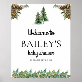 Välkomsttecken för Winter Rustic Baby Shower Poster