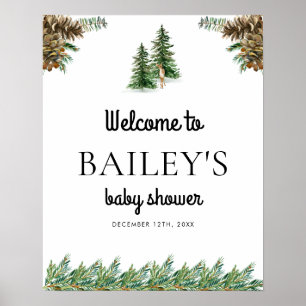 Välkomsttecken för Winter Rustic Baby Shower Poster