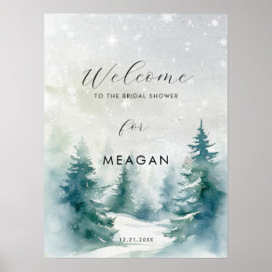 Välkomsttecken för Winter träd helgdag möhippa Poster