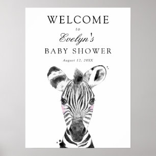 Välkomsttecken för Zebra Baby Shower Poster