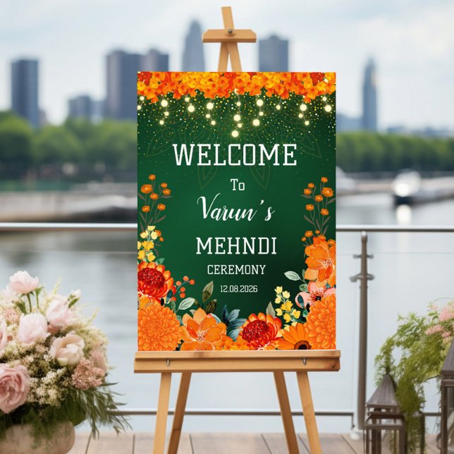 välkomsttecken, indian bröllop-tecken, mendhi poster (Skapare uppladdad)