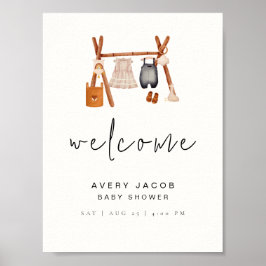 Välkomsttecken | Minsta babystövel för Boho-kläder Poster