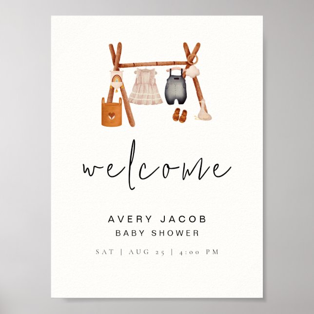 Välkomsttecken | Minsta babystövel för Boho-kläder Poster (Framsidan)