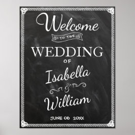 Välkomsttecken | Rustic Black White Bröllop Poster