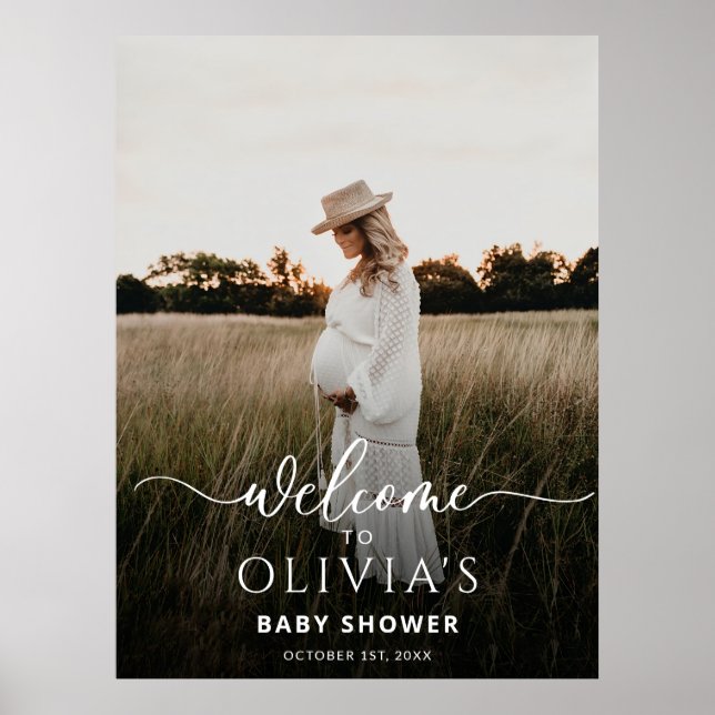 Välkomstteckenmall för foto babyvy, modern poster (Framsidan)