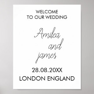 Välkomstteckenmall för klassisk Bröllop, Elegant Poster