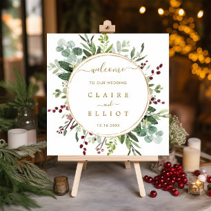 Välkomsttorget för Botaniska julafton Guld Bröllop Poster