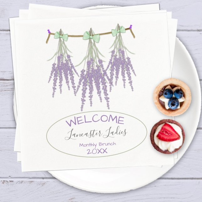 Välkomsttorkat Lavender Bundles Brunch för eget na Pappersservett (standard cocktail design on white napkin)