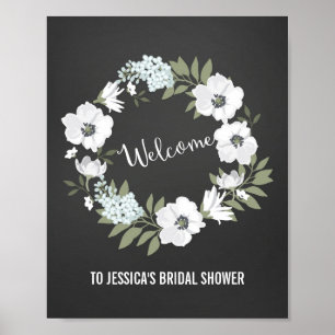 Välkomstutskrift av blomsterkrans Poster Skriv ut