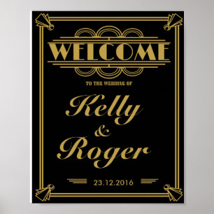 Välkomstutskrift från stil bröllop i Gatsby 1920 Poster