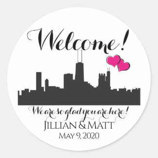Välkomstväska Chicago Wedding Stickers Runt Klistermärke