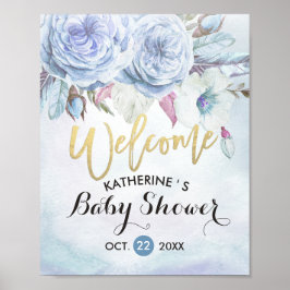 Välkomstvattenfärg Boho Flower Feather från babyvi Poster