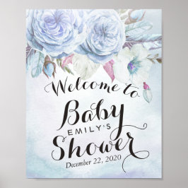 Välkomstvattenfärg Boho Flower Feather från babyvi Poster