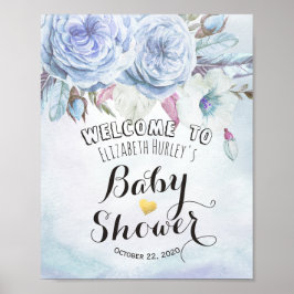 Välkomstvattenfärg Boho Flower Feather från babyvi Poster