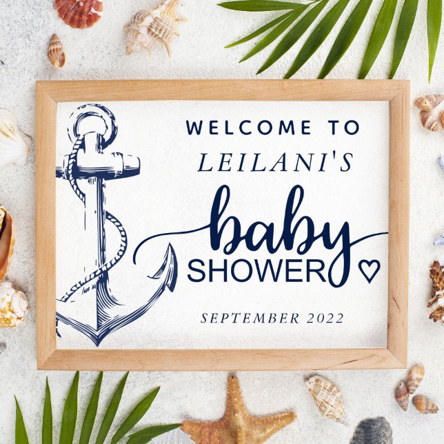 Välkomstvit för Nautical Anchor Baby Shower Nautic Poster (Skapare uppladdad)