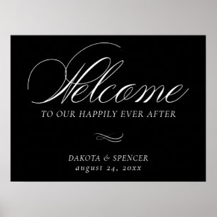 Välkomstvit kalligrafi för elegant CHIC BRÖLLOP Poster