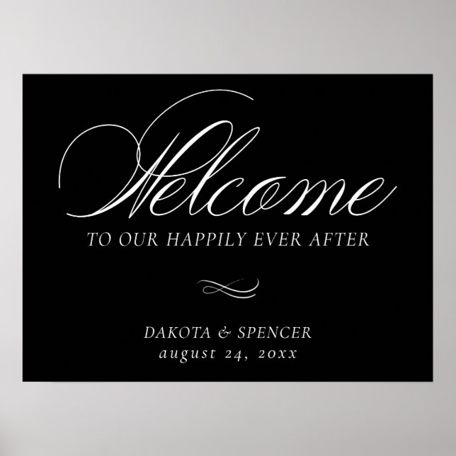 Välkomstvit kalligrafi för elegant | CHIC BRÖLLOP Poster (Framsidan)