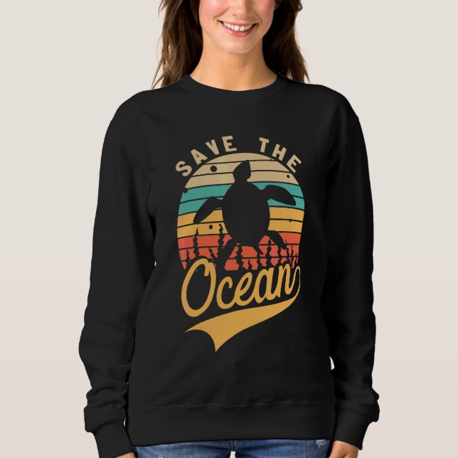 Valkonservering Spara Oceanen Retro T Shirt (Framsida)
