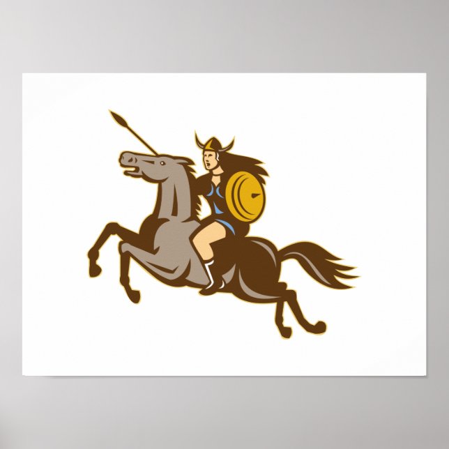 Valkyrie Riding Horse Retro Poster (Framsidan)