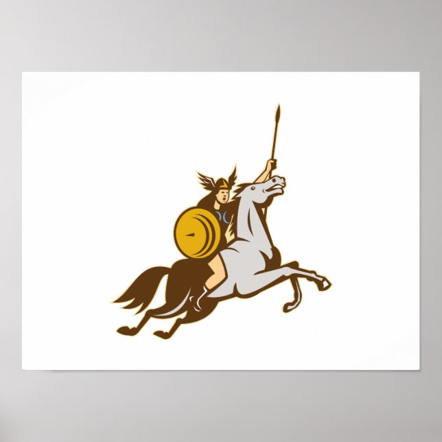 Valkyrie Riding Horse Retro Poster (Framsidan)