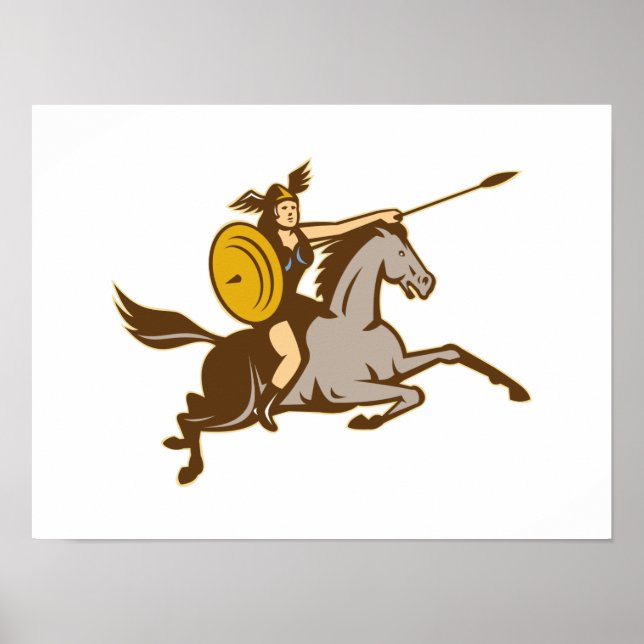 Valkyrie Riding Horse Retro Poster (Framsidan)