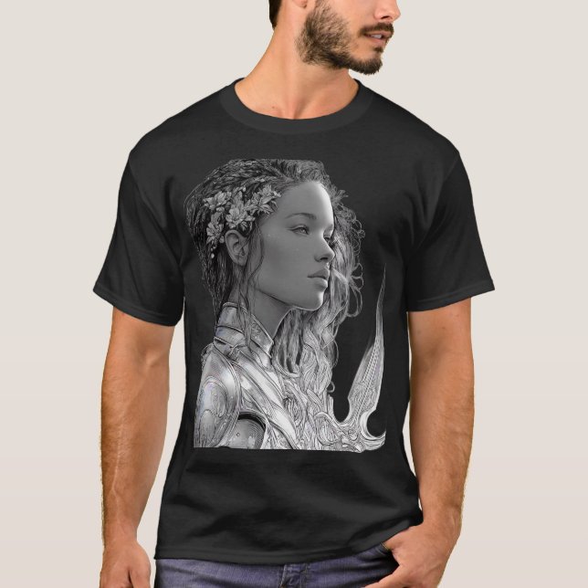 "Valkyrie Warrior Goddess Fantasy Art T-Shirt (Framsida)