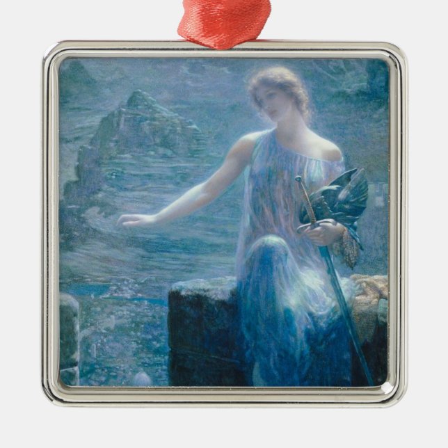 Valkyrie's Vigil (Elegant Dam i en slott) Julgransprydnad Metall (Framsidan)
