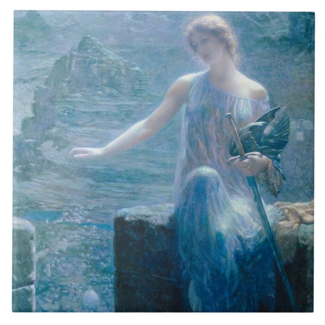 Valkyrie's Vigil (Elegant Dam i en slott) Kakelplatta (Framsidan)