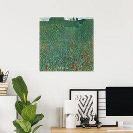 Vall med vallmo av Gustav Klimt, Vintage Art Nouve Poster