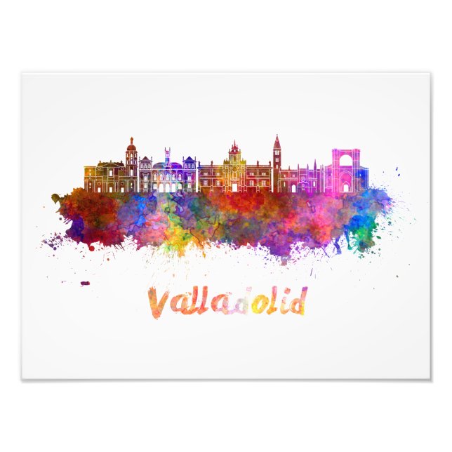 Valladolid skyline in watercolor fototryck (Framsidan)