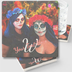 Vallarta Catrinas med Flowers & Candles 1718 Stenunderlägg