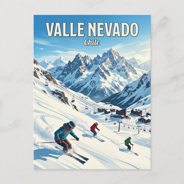 Valle Nevado skidort Chile Vykort (Framsida)