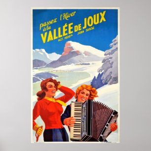 Vallee De Joux Schweiz Vintage Swiss Travel Poster