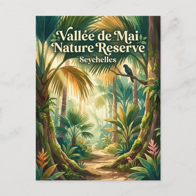 Vallée de Mai naturreservat Seychellerna Vykort (Framsida)