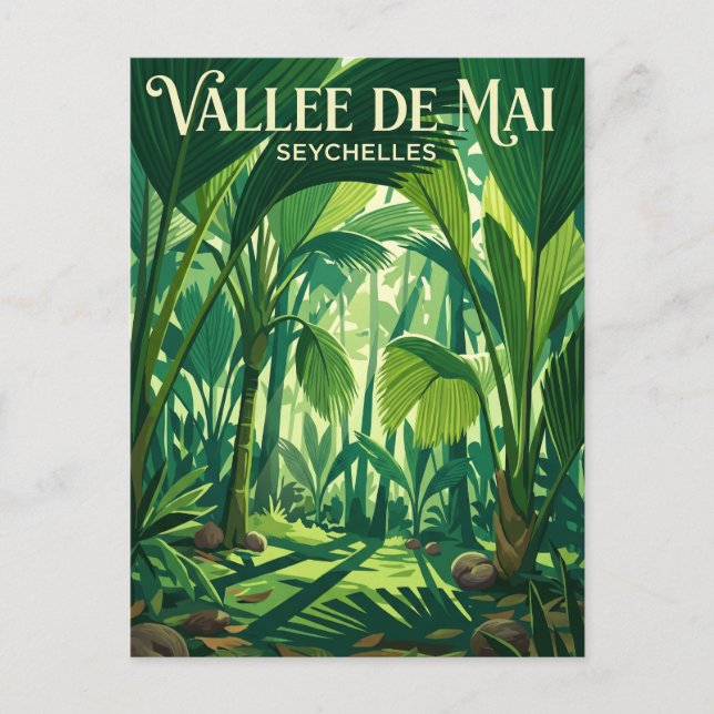 Vallée de Mai naturreservat Seychellerna Vykort (Framsida)