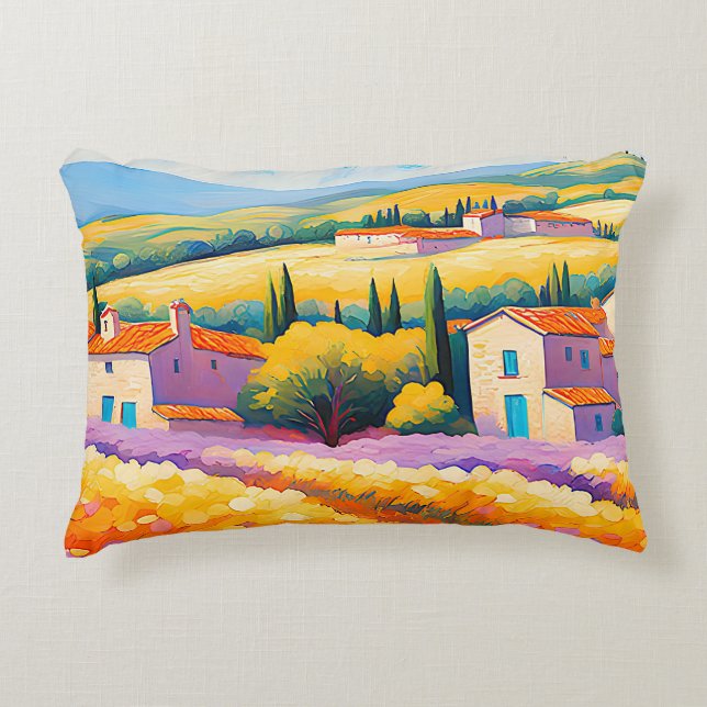 "Vallée Florale" Wide Landscape Provence Prydnadskudde (Framsidan)