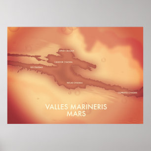Valles marineris Mars karta Poster