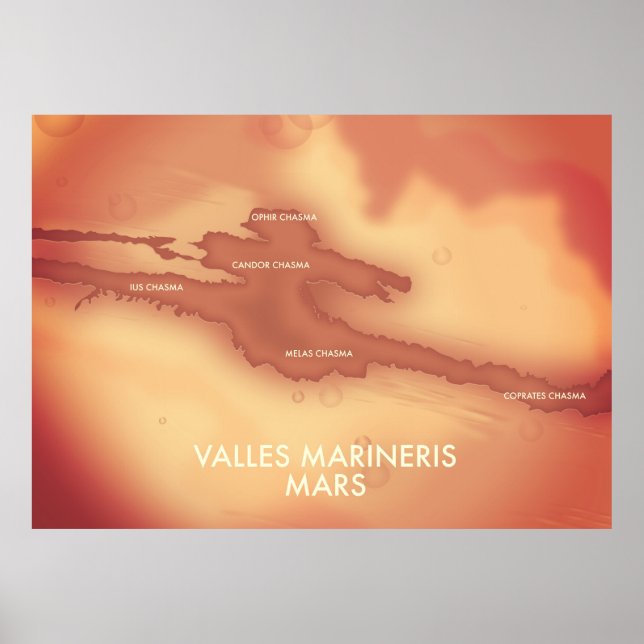 Valles marineris Mars karta Poster (Framsidan)
