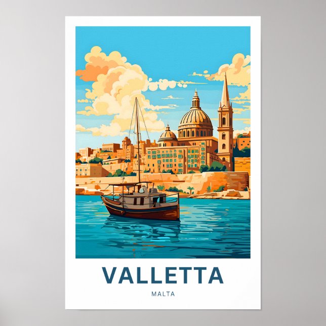 Valleta Malta Travel Skriv ut Poster (Framsidan)