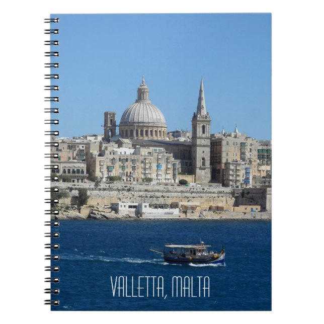 Valletta Capital of Malta Travel Anteckningsbok Med Spiral (Framsidan)