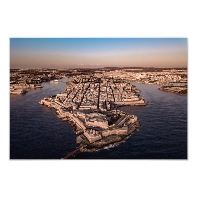 Valletta City Malta Aerial Photography Fototryck (Framsidan)