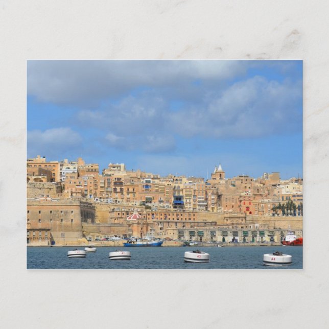 Valletta Harbour, Malta Postcard Vykort (Framsida)