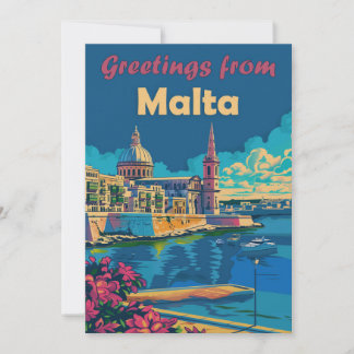 Valletta i Malta Flat Helgdag Card Julkort