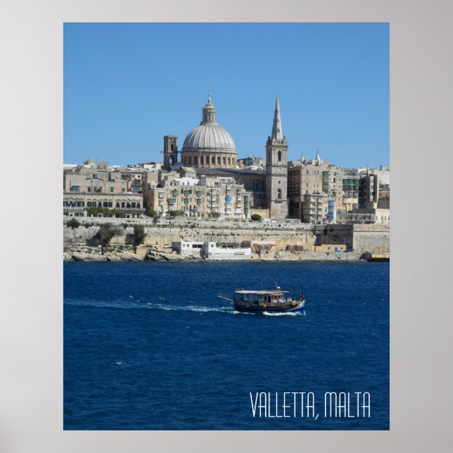 Valletta Malta Landskapspresent Souvenir Poster (Framsidan)