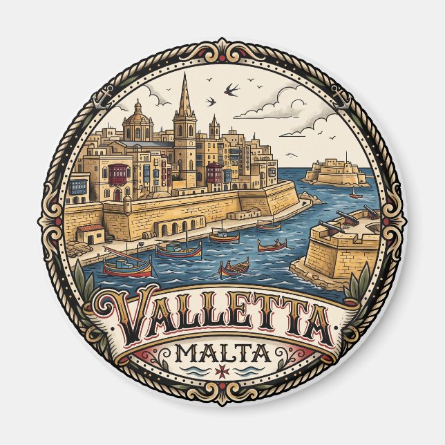 Valletta Malta Magnet (Framsidan)