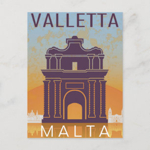 Valletta Malta Resa Vintage ö medelhavet Vykort